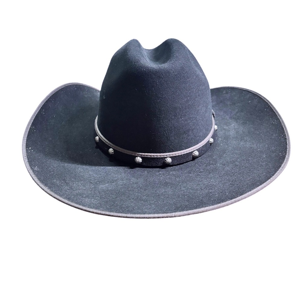 Charlie‎ 1 Horse Packin Iron B Black Felt Cowboy Hat Studded 6 7/8 Western Mens